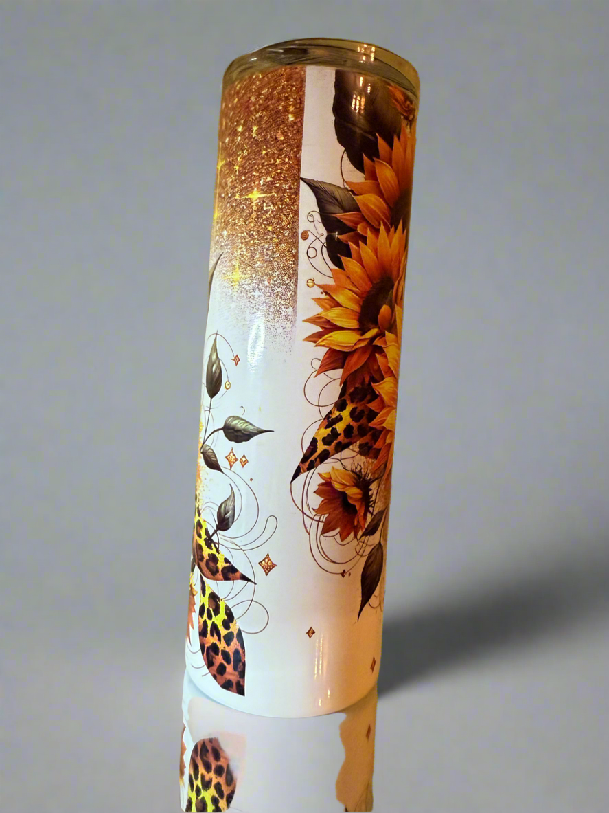20oz Glitter Sun Flower,Stainless Steel Tumbler