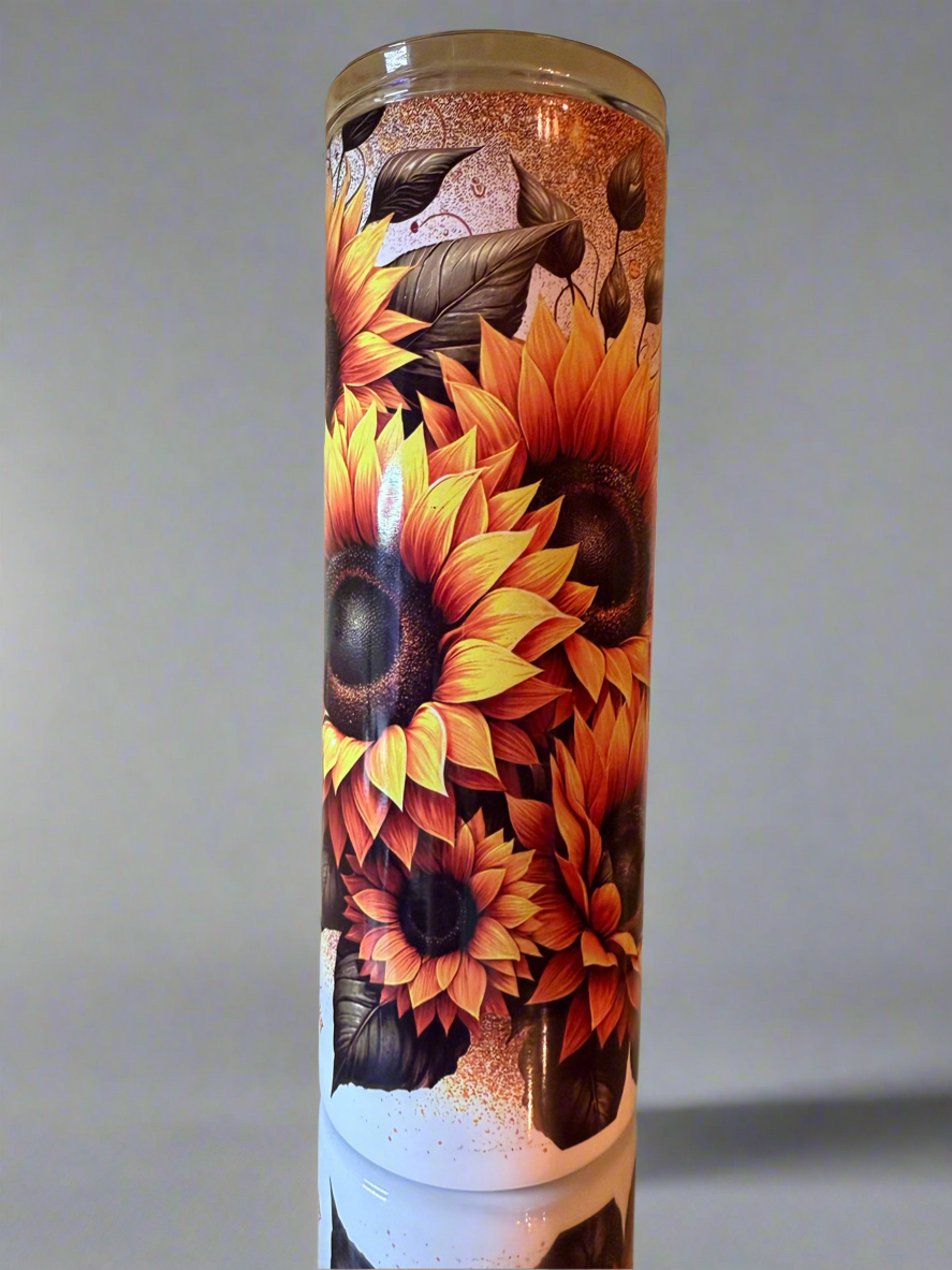 20oz Glitter Sun Flower,Stainless Steel Tumbler