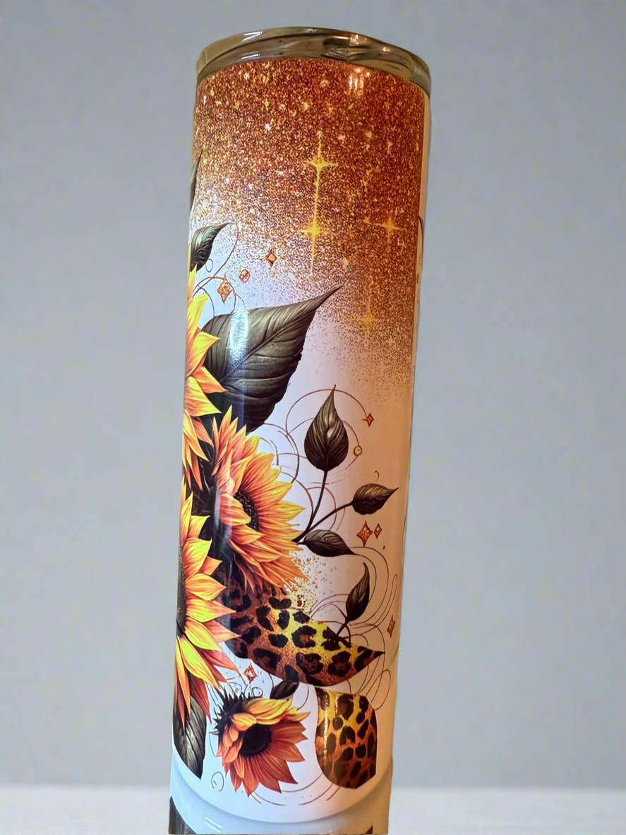 20oz Glitter Sun Flower,Stainless Steel Tumbler