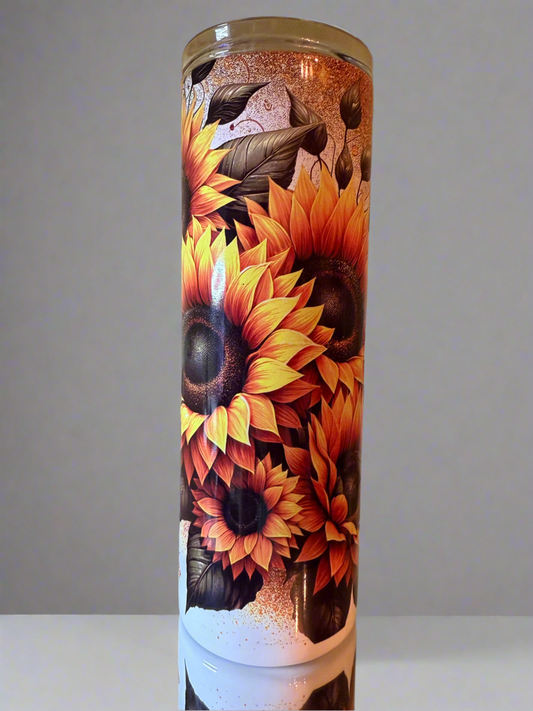 20oz Glitter Sun Flower,Stainless Steel Tumbler