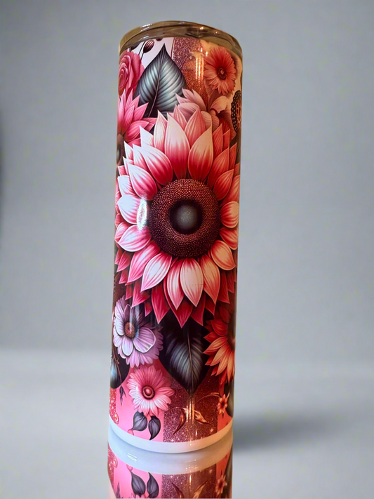 20oz Pink Sun Flower Stainless Steel